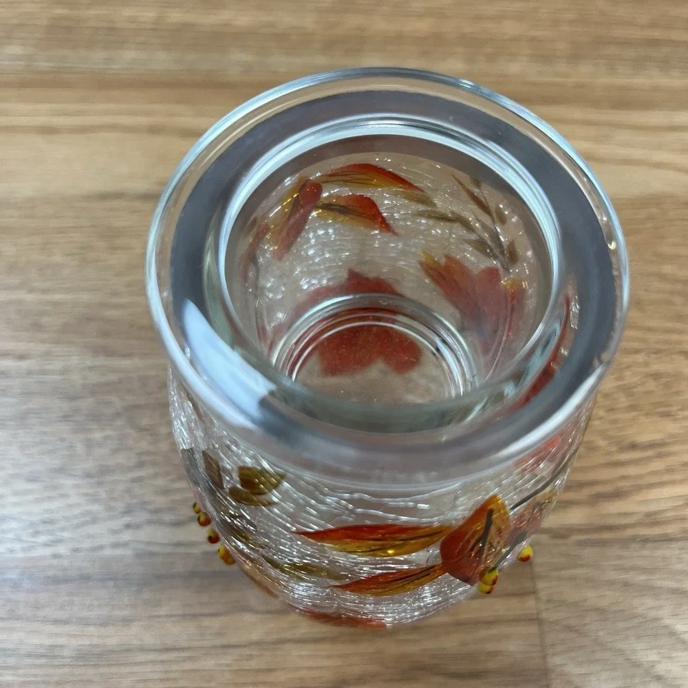 Yankee Candle Crackle‎ Glass Fall Leaves Votive Tealight Holder- Beautiful!